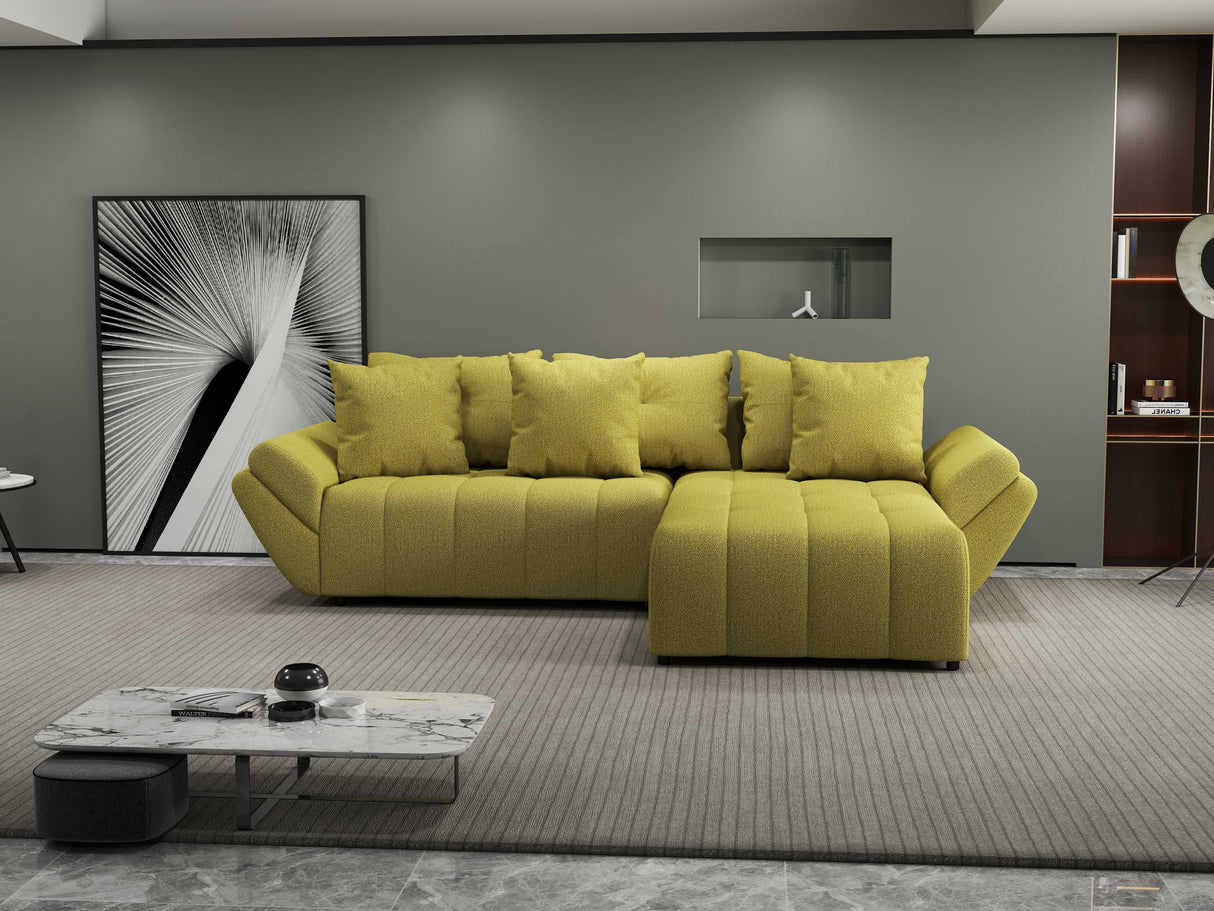 Colțar extensibil dumonde cu ladă de depozitare si sezut confortabil din spuma HR, Berlin Enjoy Verde 280x185 cm II Fabrica