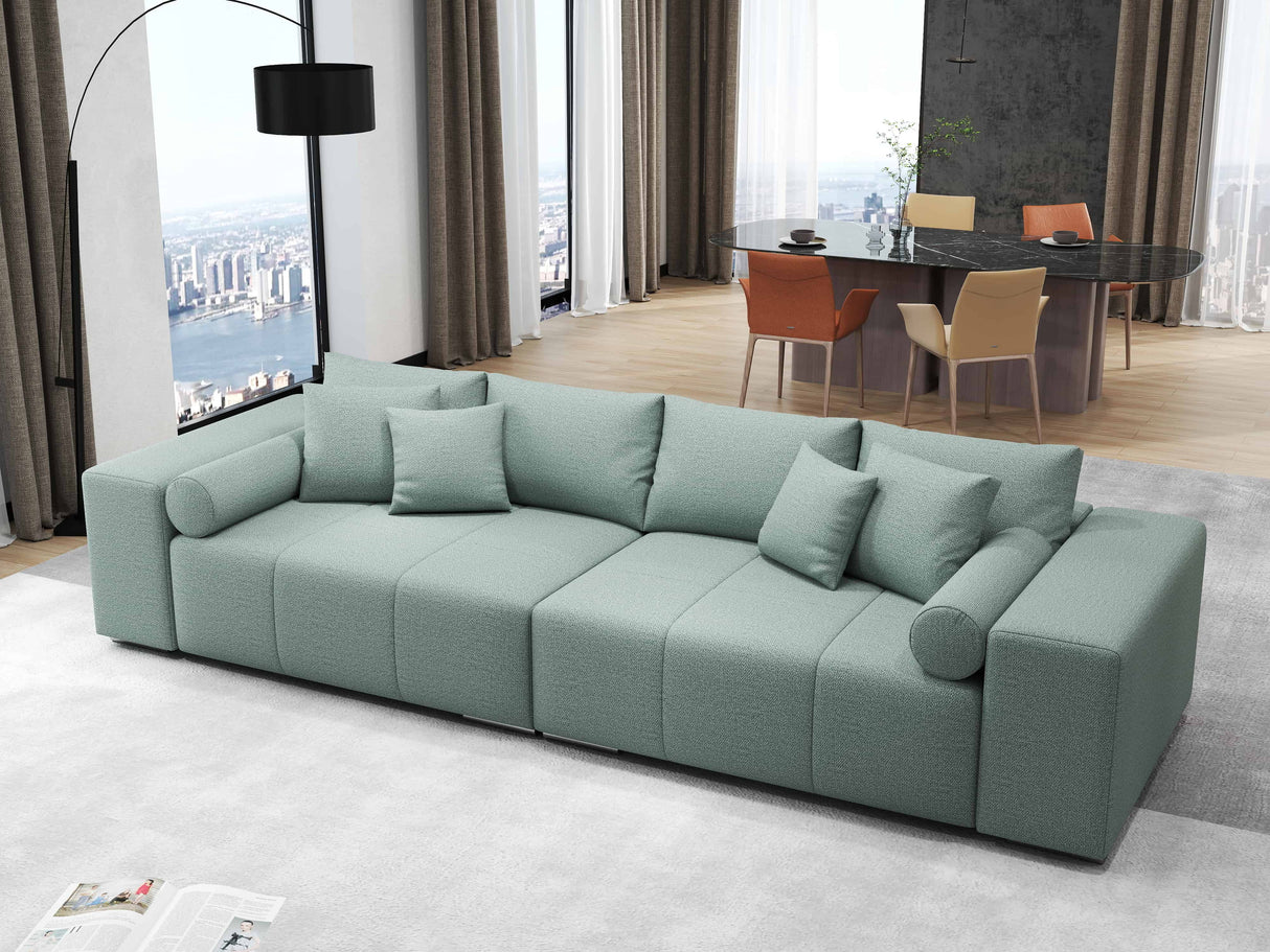 Canapea extensibilă dumonde cu ladă de depozitare si sezut confortabil din spuma HR, Marbela Enjoy Lux Mint XXL 295x100 cm fabrica
