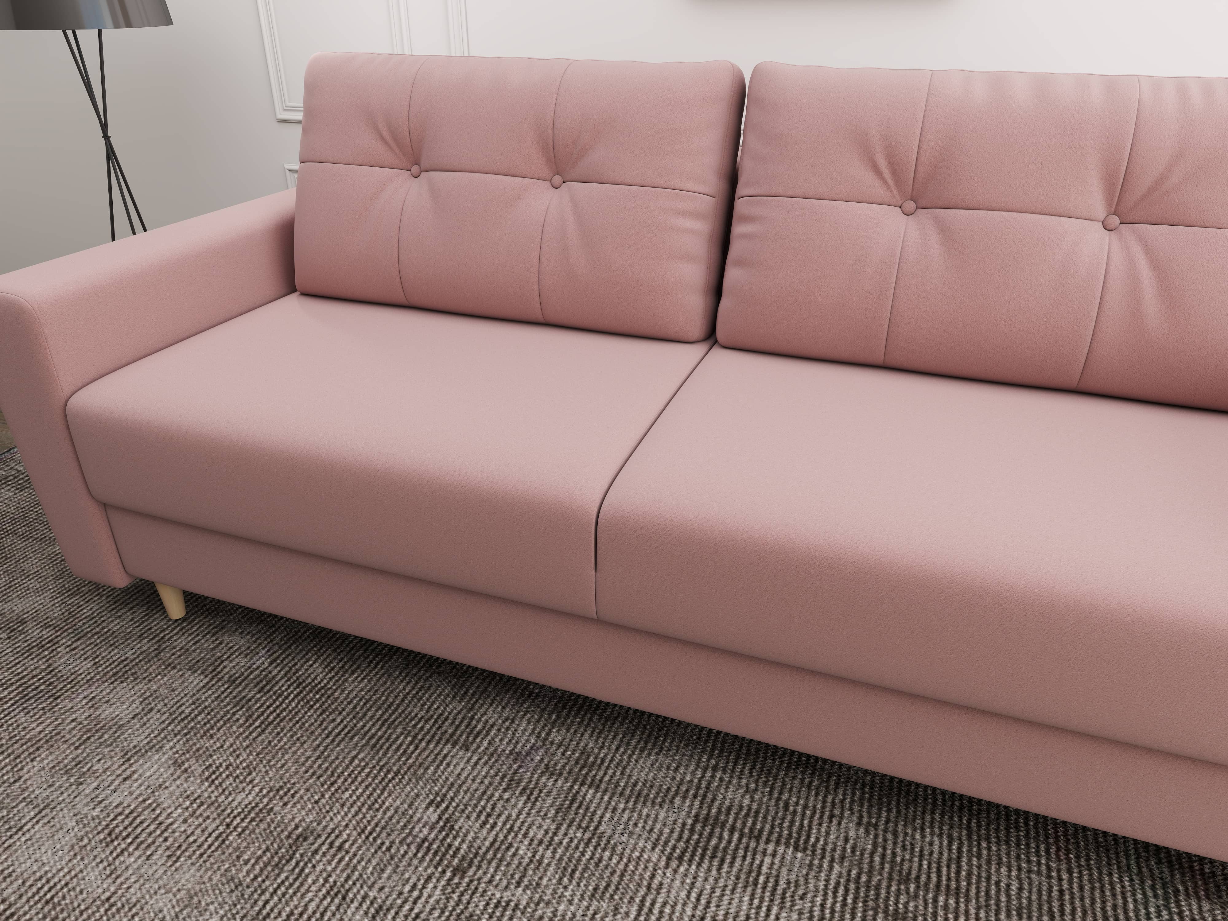 Canapea extensibilă dumonde cu ladă de depozitare si sezut confortabil din spuma HR, Summer Royal Roz 225x100 cm