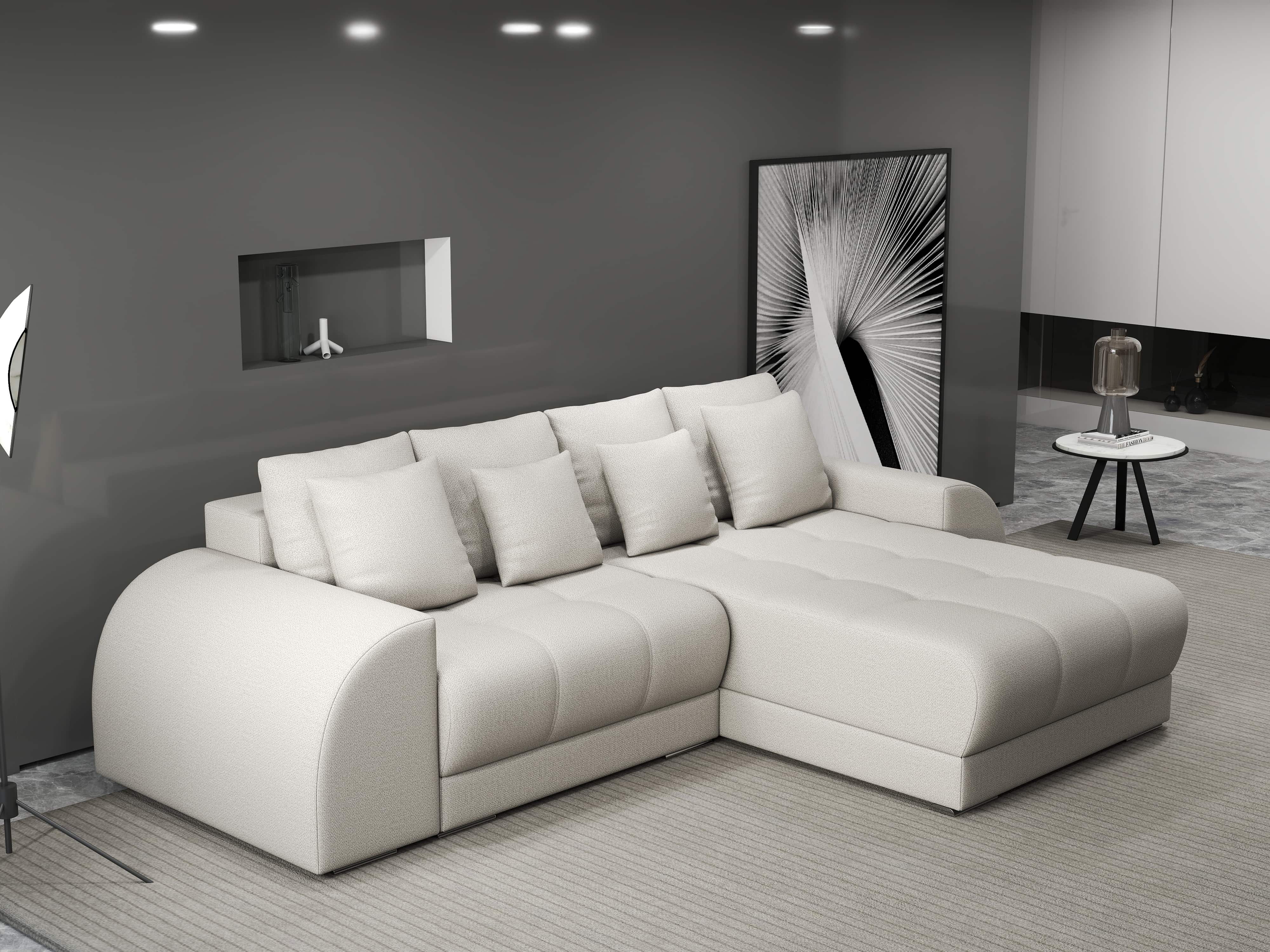 Colțar extensibil dumonde cu ladă de depozitare si sezut confortabil din spuma HR, Verona Enjoy Bej II 290x185 cm Fabrica