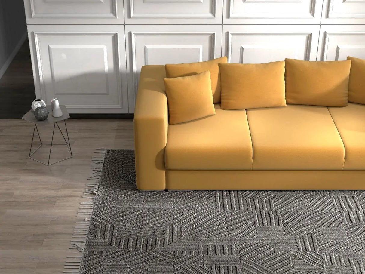 Canapea extensibilă dumonde cu ladă de depozitare si sezut confortabil din spuma HR, Gloria Muștar  240x100 cm Fabrica