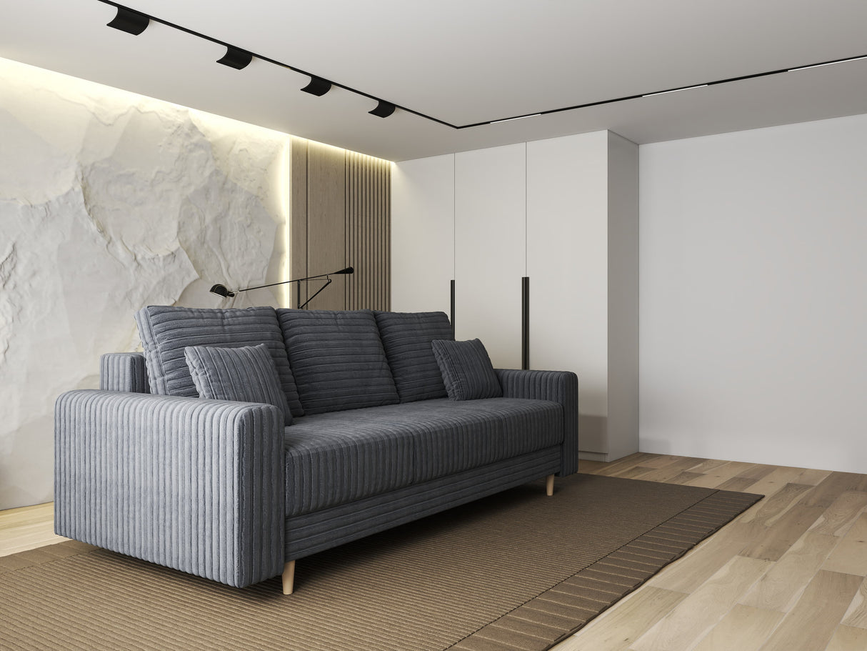 Canapea extensibilă dumonde cu ladă de depozitare si sezut confortabil din spuma HR, Kronos Ambience Gri 210x100 cm fabrica