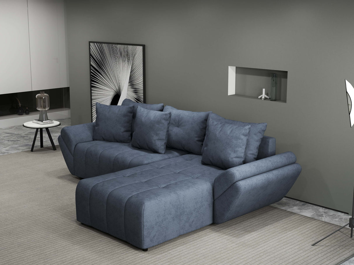 Colțar extensibil dumonde cu ladă de depozitare si sezut confortabil din spuma HR, Berlin Grey II 280x185 cm Fabrica