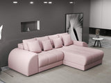 Colțar extensibil dumonde cu ladă de depozitare si sezut confortabil din spuma HR, Verona Enjoy Roz II 290x185 cm Fabrica