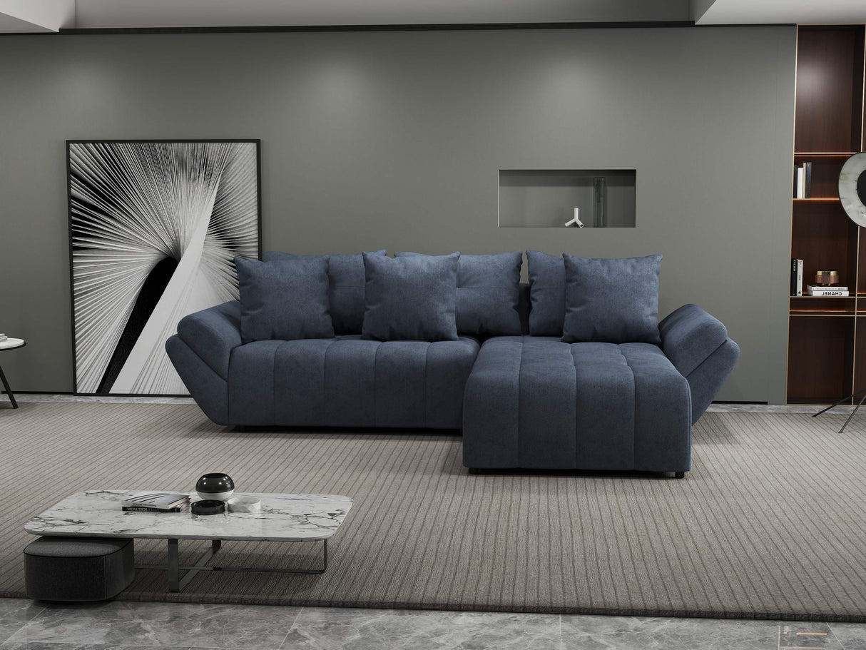 Colțar extensibil dumonde cu ladă de depozitare si sezut confortabil din spuma HR, Berlin Grey II 280x185 cm Fabrica