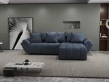 Colțar extensibil dumonde cu ladă de depozitare si sezut confortabil din spuma HR, Berlin Grey II 280x185 cm Fabrica