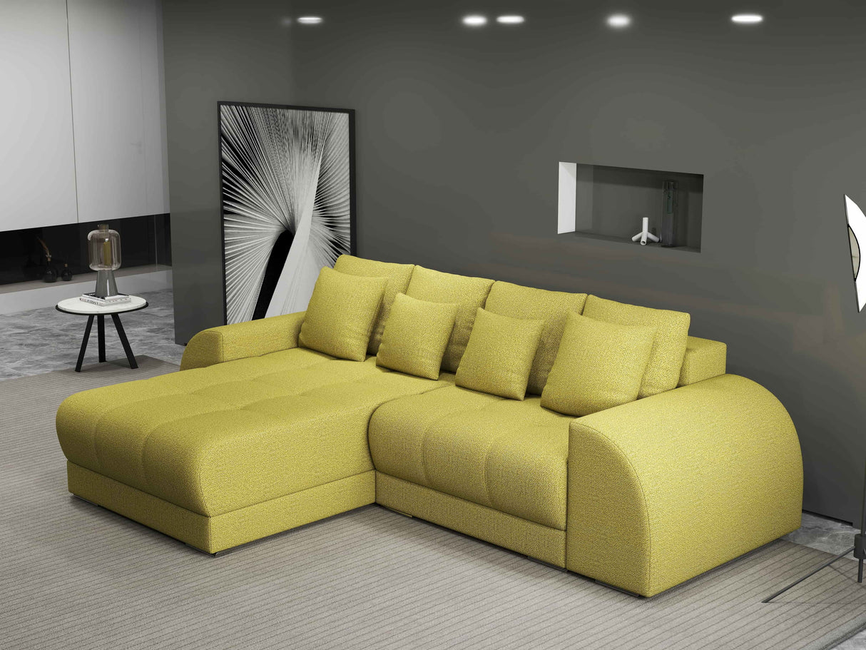Colțar extensibil dumonde cu ladă de depozitare si sezut confortabil din spuma HR, Verona Enjoy Verde 290x185 cm Fabrica
