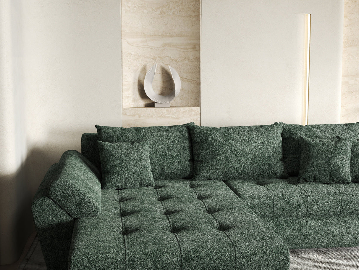 Colțar extensibil dumonde cu ladă de depozitare si sezut confortabil din spuma HR, Loana Verde Euphoria 270x185 cm Fabrica
