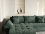 Colțar extensibil dumonde cu ladă de depozitare si sezut confortabil din spuma HR, Loana Verde Euphoria 270x185 cm Fabrica