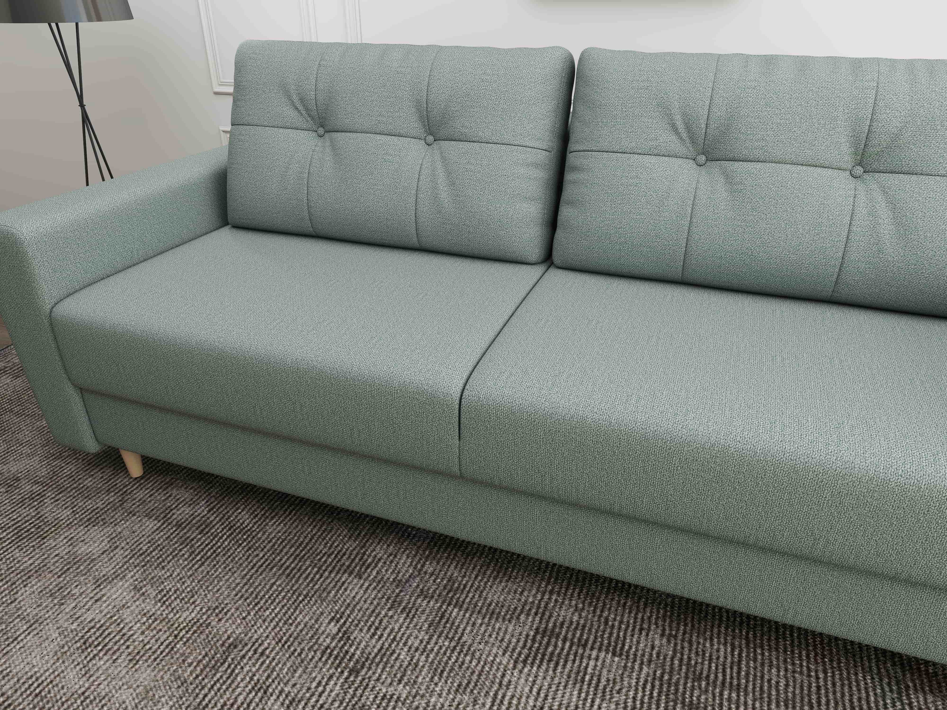 Canapea extensibilă dumonde cu ladă de depozitare si sezut confortabil din spuma HR, Summer Enjoy Verde Mint 225x100 cm