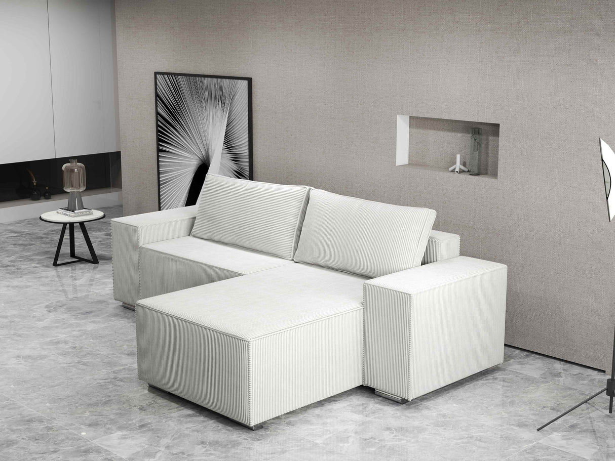 Colțar extensibil dumonde cu ladă de depozitare si sezut confortabil din spuma HR, Dream Zoom Gri 290x185 cm II Fabrica