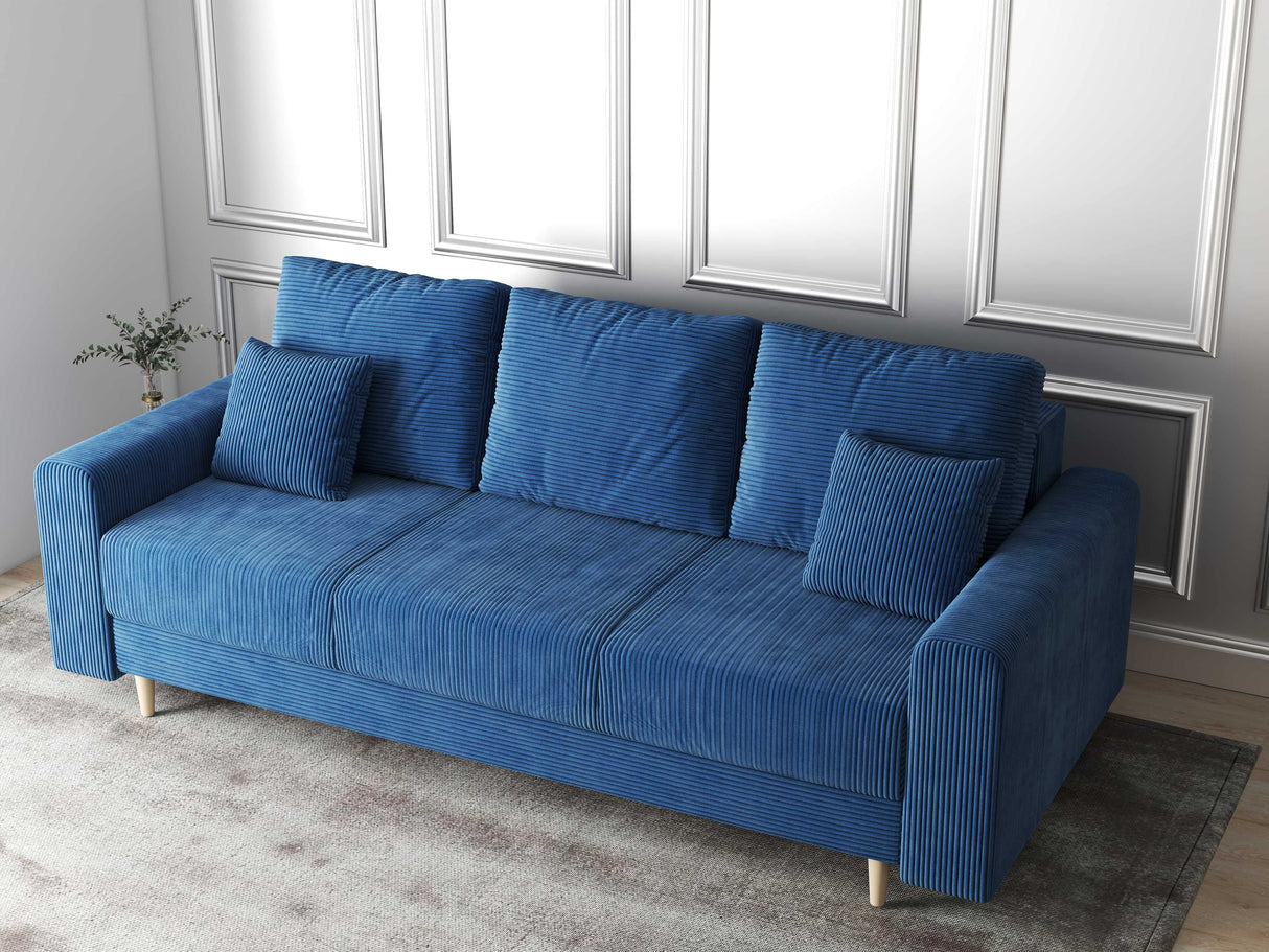 Canapea extensibilă dumonde cu ladă de depozitare si sezut confortabil din spuma HR, Kronos Zoom Albastru 210x100 cm fabrica