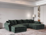Colțar extensibil dumonde cu ladă de depozitare si sezut confortabil din spuma HR, Loana U Verde Euphoria 355x185 cm Fabrica