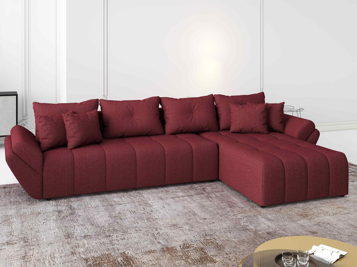 Colțar extensibil dumonde cu ladă de depozitare si sezut confortabil din spuma HR, Berlin XL Enjoy Lux Red 350x185 cm II Fabrica
