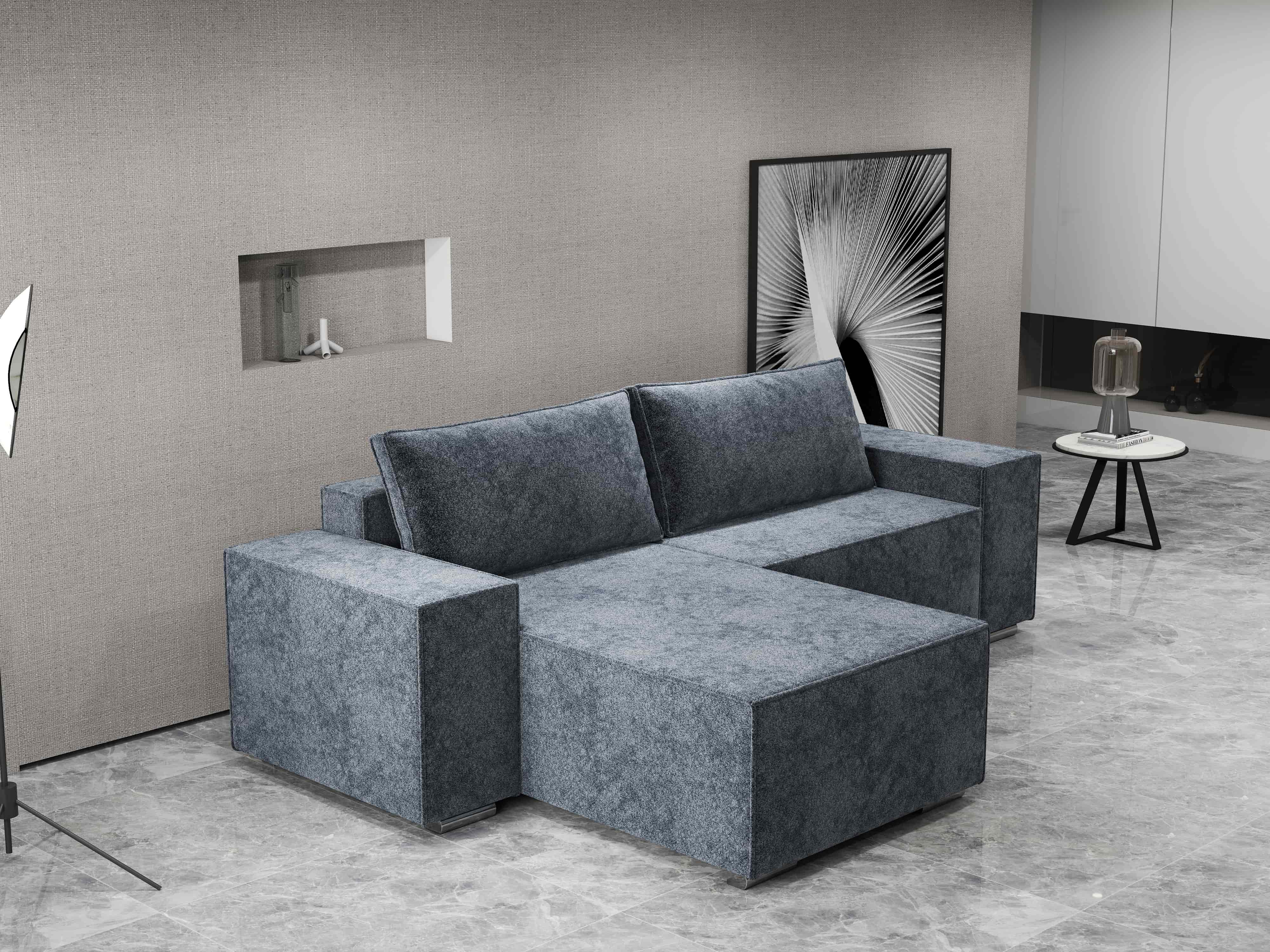 Colțar extensibil dumonde cu ladă de depozitare si sezut confortabil din spuma HR, Dream Euphoria Grafit 290x185 cm Fabrica