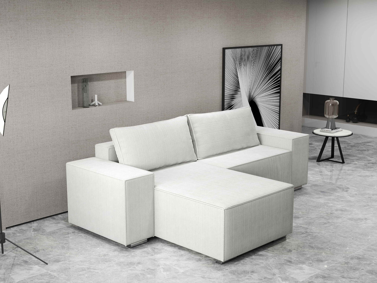 Colțar extensibil dumonde cu ladă de depozitare si sezut confortabil din spuma HR, Dream Zoom Gri 290x185 cm Fabrica