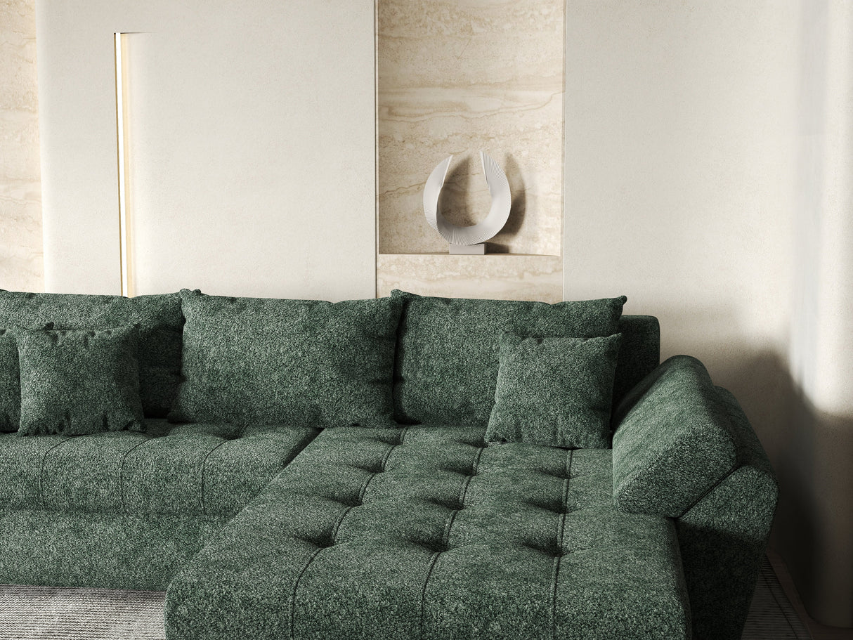 Colțar extensibil dumonde cu ladă de depozitare si sezut confortabil din spuma HR, Loana Verde Euphoria II 270x185 cm Fabrica