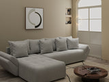 Colțar extensibil dumonde cu ladă de depozitare si sezut confortabil din spuma HR, Berlin XL Zoom Pearl 350x185 cm