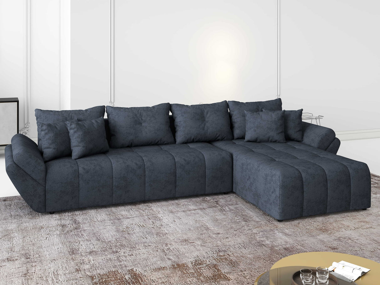 Colțar extensibil dumonde cu ladă de depozitare si sezut confortabil din spuma HR,Berlin XL Enjoy Lux Grey Antracit 350x185 cm II Fabrica