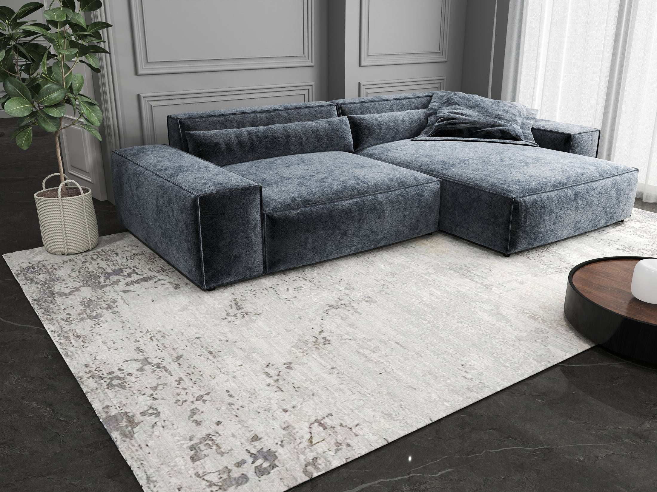 Colțar dumonde cu șezut confortabil din spumă HR, Marvelo Euphoria Gri Grafit 264x175 cm II