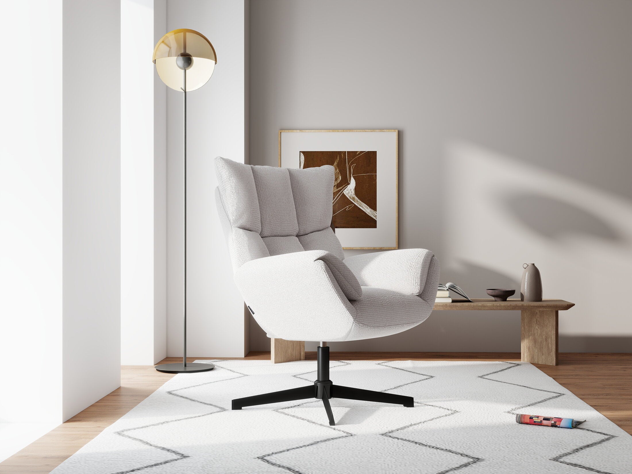 Fotoliu dumonde tapitat Bej modern Belmira 73x77cm