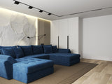 Colțar extensibil dumonde cu ladă de depozitare si sezut confortabil din spuma HR, Loana U Bleumarin Zoom 355x185 cm Fabrica