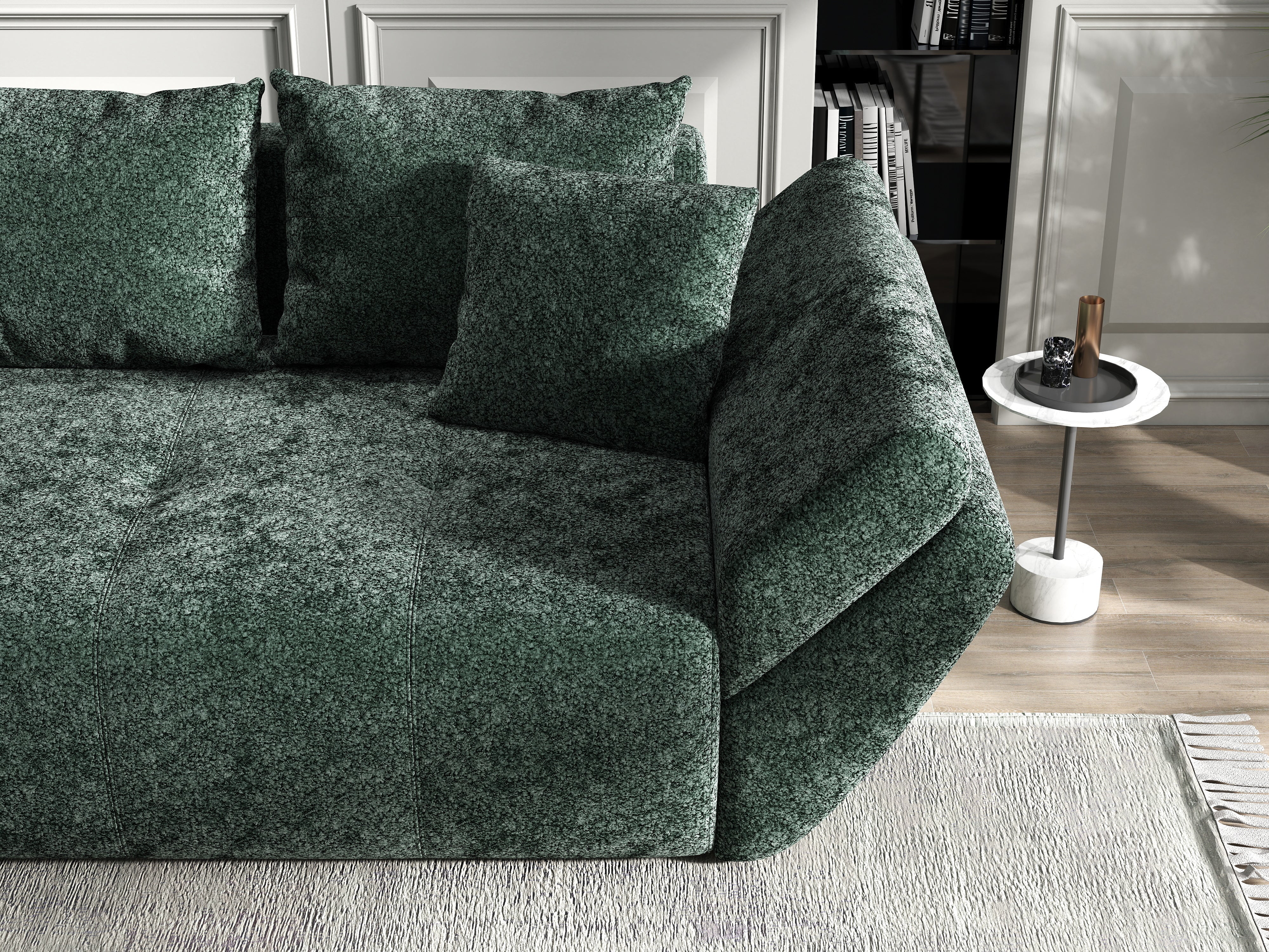 Canapea extensibilă dumonde cu ladă de depozitare si sezut confortabil din spuma HR, Berlin Euphoria Green 250x100 cm Fabrica
