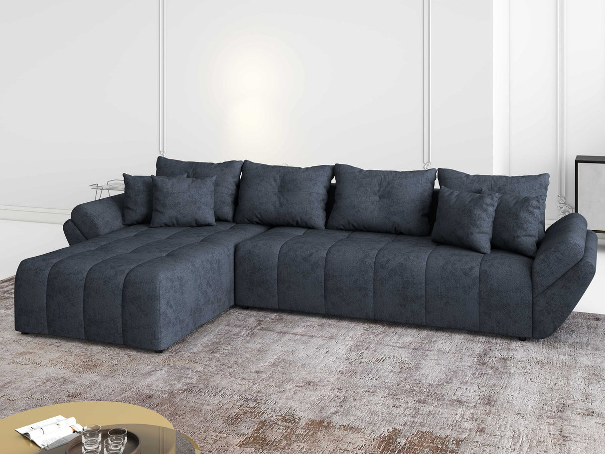 Colțar extensibil dumonde cu ladă de depozitare si sezut confortabil din spuma HR, Berlin XL Enjoy Lux Grey Antracit 350x185 cm Fabrica