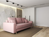Canapea extensibilă dumonde cu ladă de depozitare si sezut confortabil din spuma HR, Kronos Royal Roz 210x100 cm fabrica
