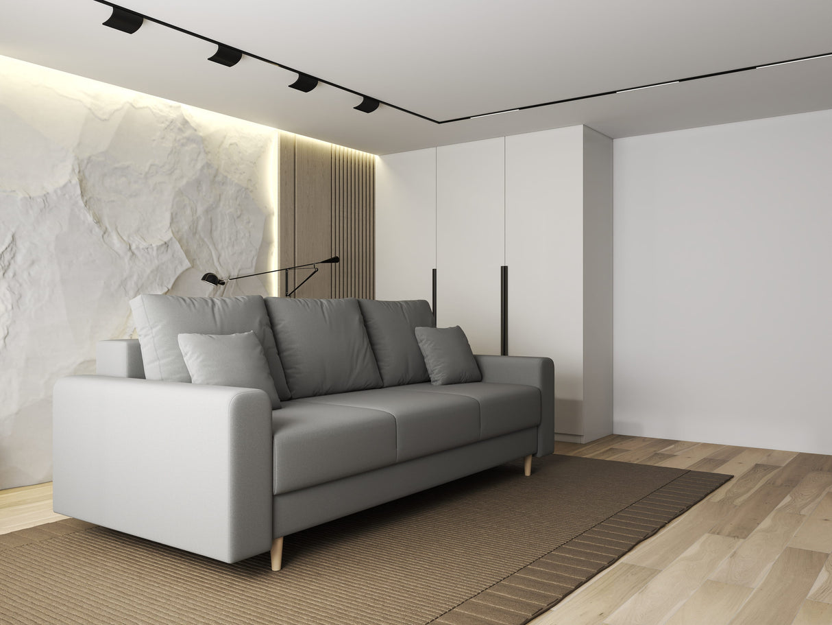Canapea extensibilă dumonde cu ladă de depozitare si sezut confortabil din spuma HR, Kronos Royal Gri 210x100 cm fabrica