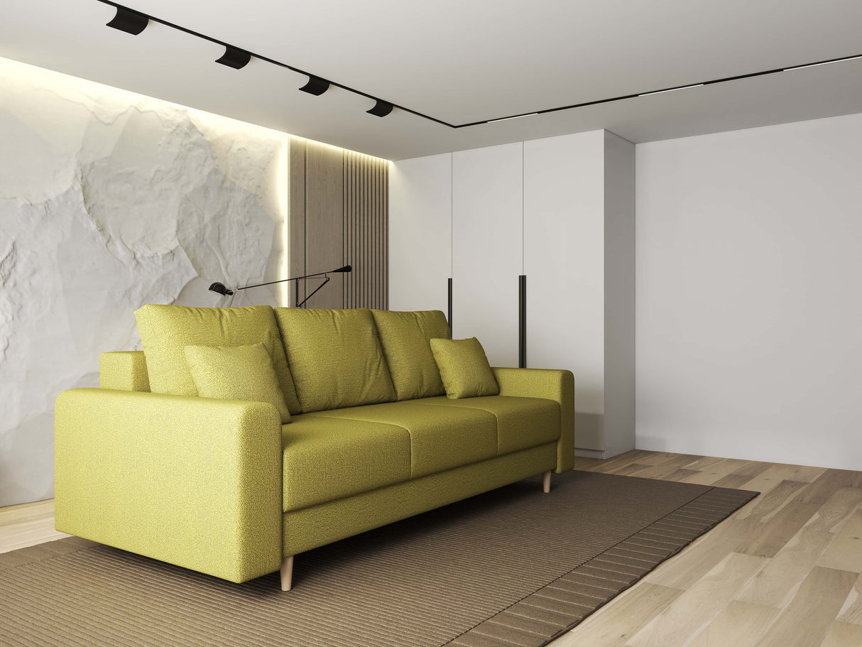 Canapea extensibilă dumonde cu ladă de depozitare si sezut confortabil din spuma HR, Kronos Enjoy Verde 210x100 cm fabrica