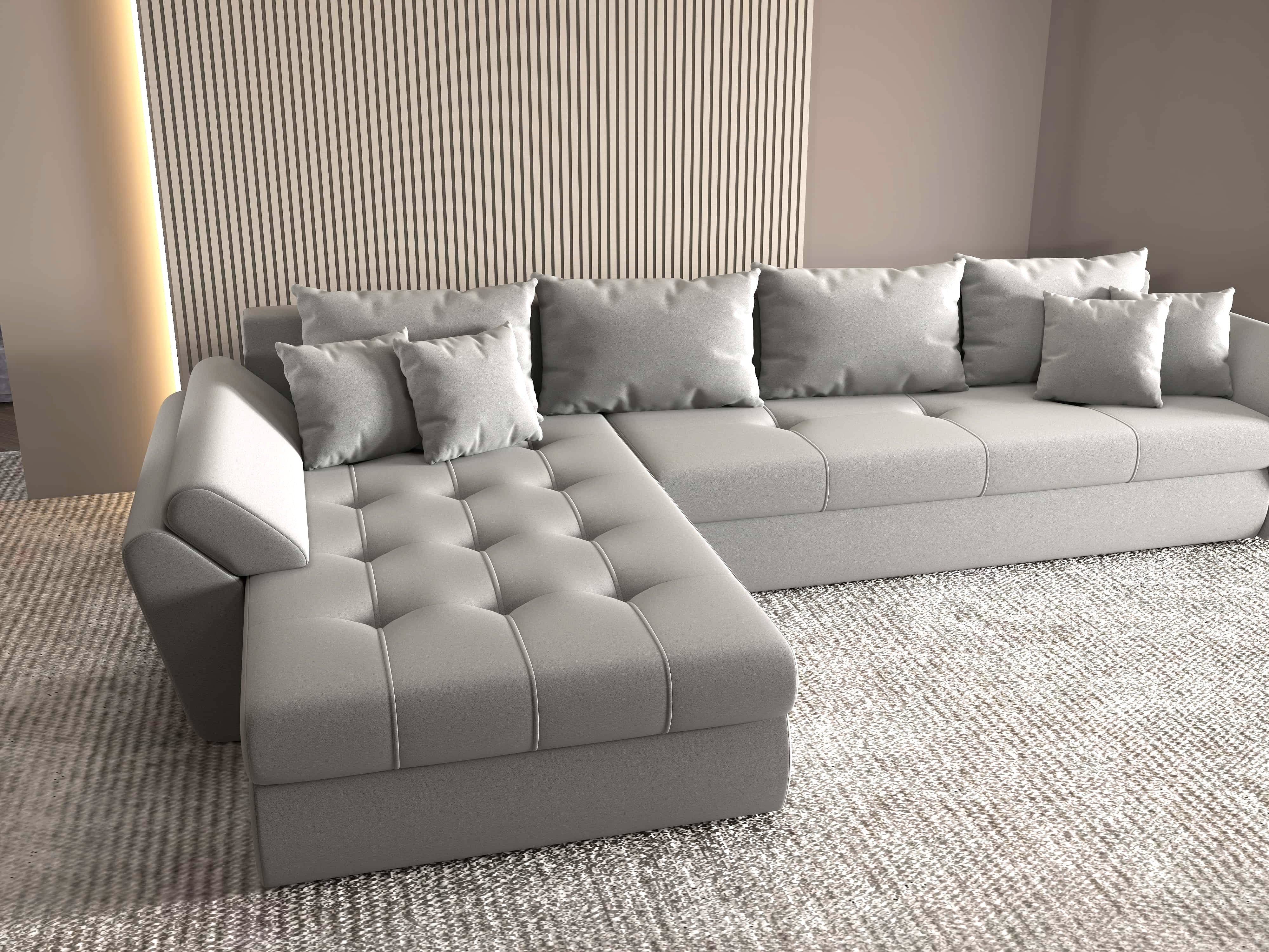 Colțar extensibil dumonde cu ladă de depozitare si sezut confortabil din spuma HR, Loana XL Royal Antracit 335x185 cm