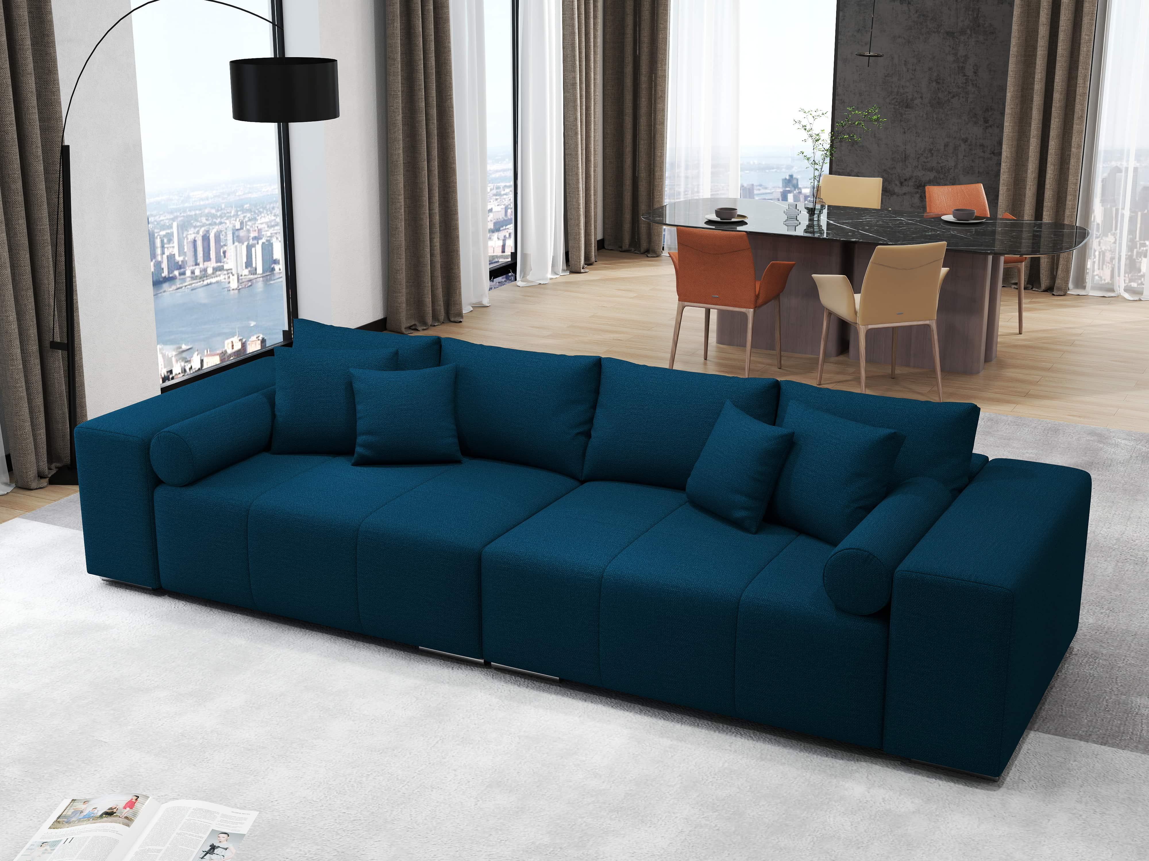 Canapea extensibilă dumonde cu ladă de depozitare si sezut confortabil din spuma HR, Marbela Verde Petrol XXL 295x100 cm Fabrica