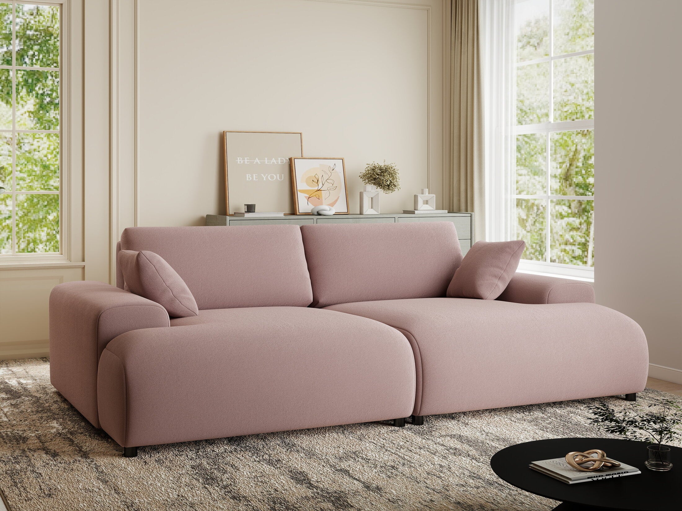 Canapea dumonde cu sezut confortabil din spuma HR, Hudson Royal Roz 237x144 cm