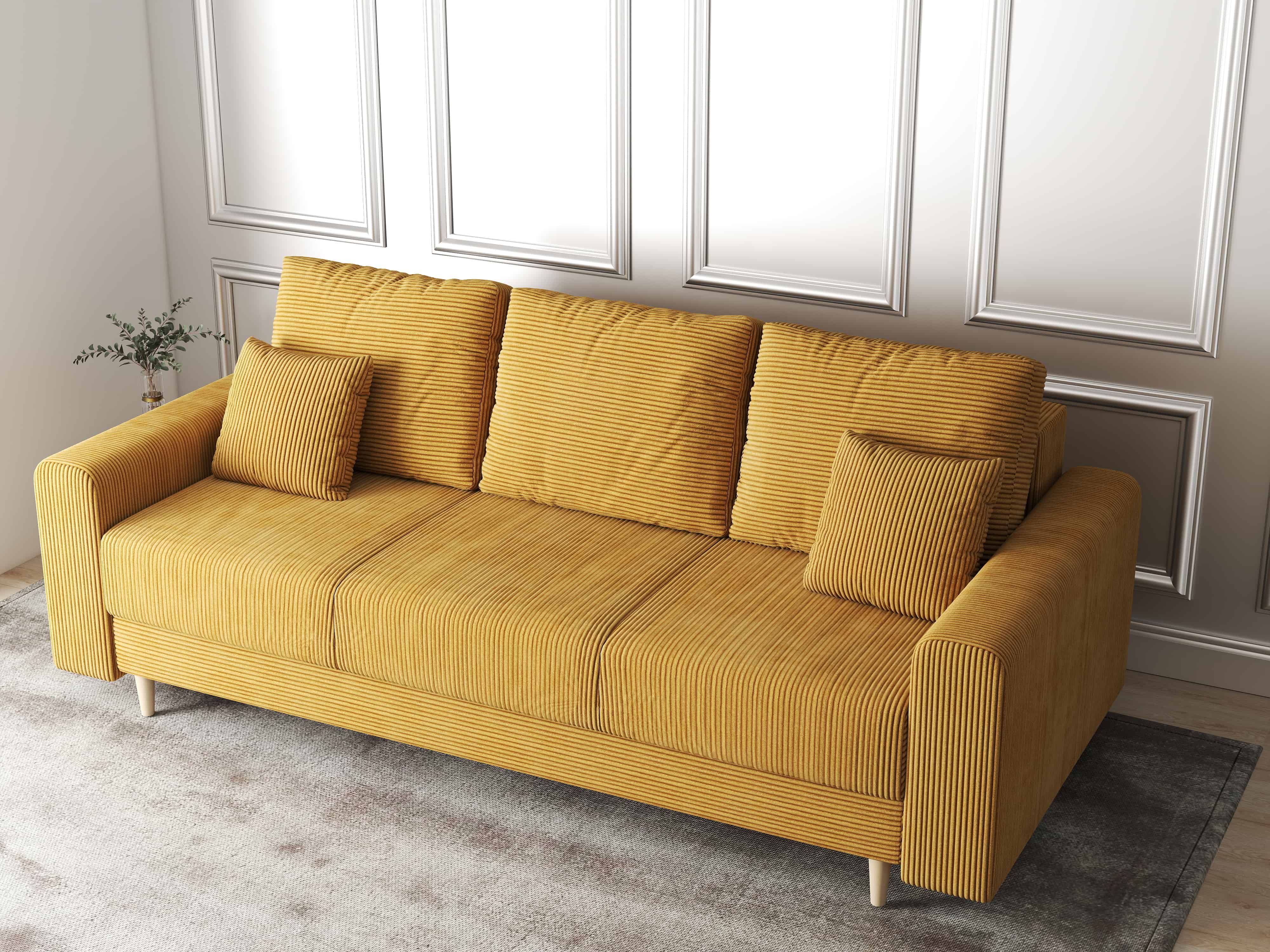 Canapea extensibilă dumonde cu ladă de depozitare si sezut confortabil din spuma HR, Kronos Zoom Mustar 210x100 cm fabrica