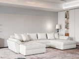 Colțar extensibil dumonde cu ladă de depozitare si sezut confortabil din spuma HR, Loana U Bej Euphoria 355x185 cm Fabrica