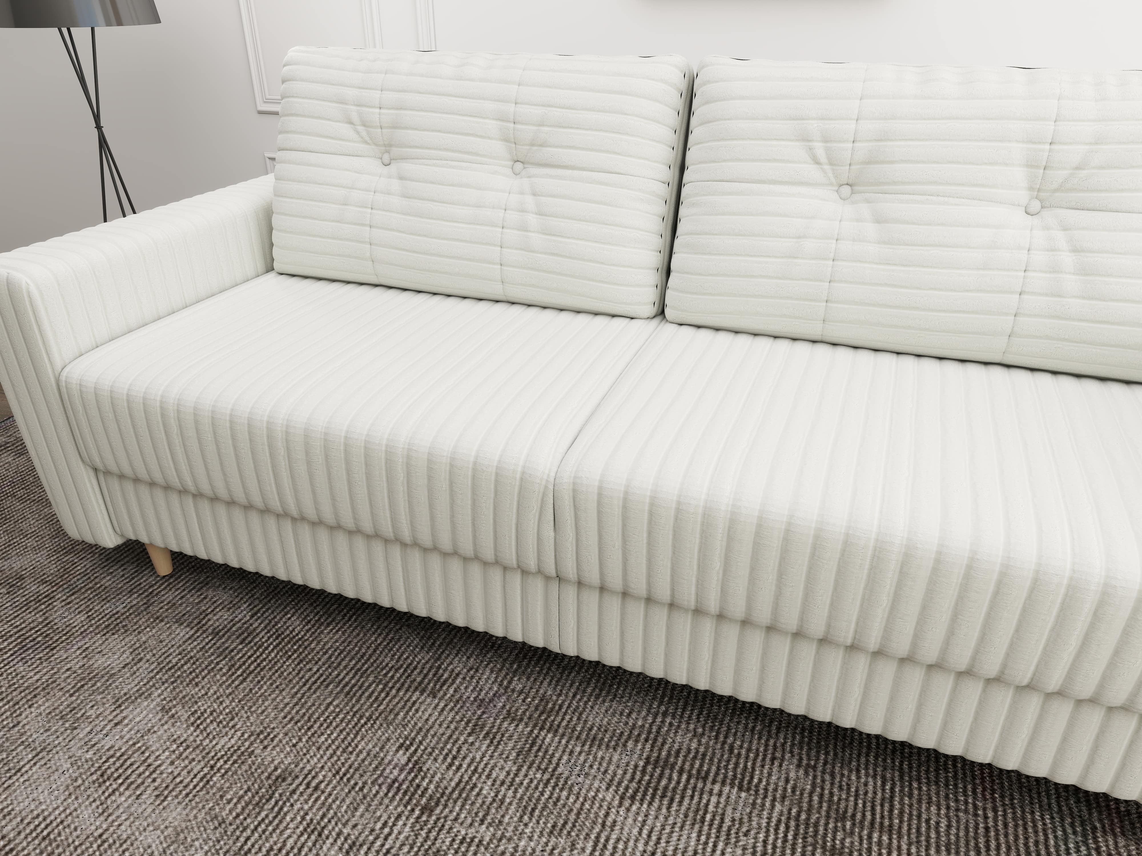 Canapea extensibilă dumonde cu ladă de depozitare si sezut confortabil din spuma HR, Summer Ambience Alb 225x100 cm