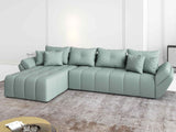 Colțar extensibil dumonde cu ladă de depozitare si sezut confortabil din spuma HR, Berlin XL Enjoy Lux Mint 350x185 cm Fabrica