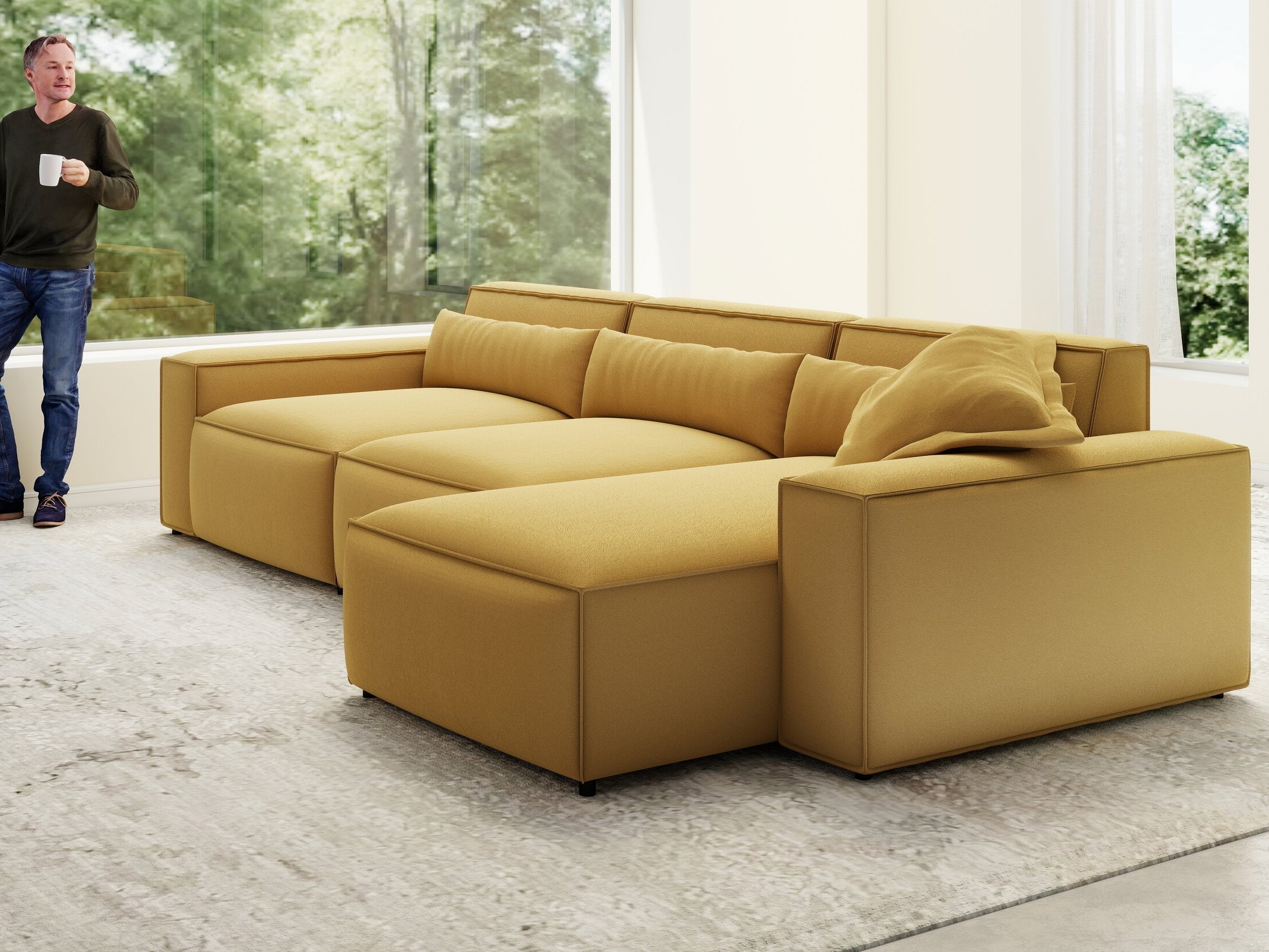 Colțar dumonde cu sezut confortabil din spuma HR, Marvelo XL Royal Mustar 366x175 cm II