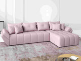 Colțar extensibil dumonde cu ladă de depozitare si sezut confortabil din spuma HR, Berlin XL Enjoy Lux Flamingo 350x185 cm II Fabrica