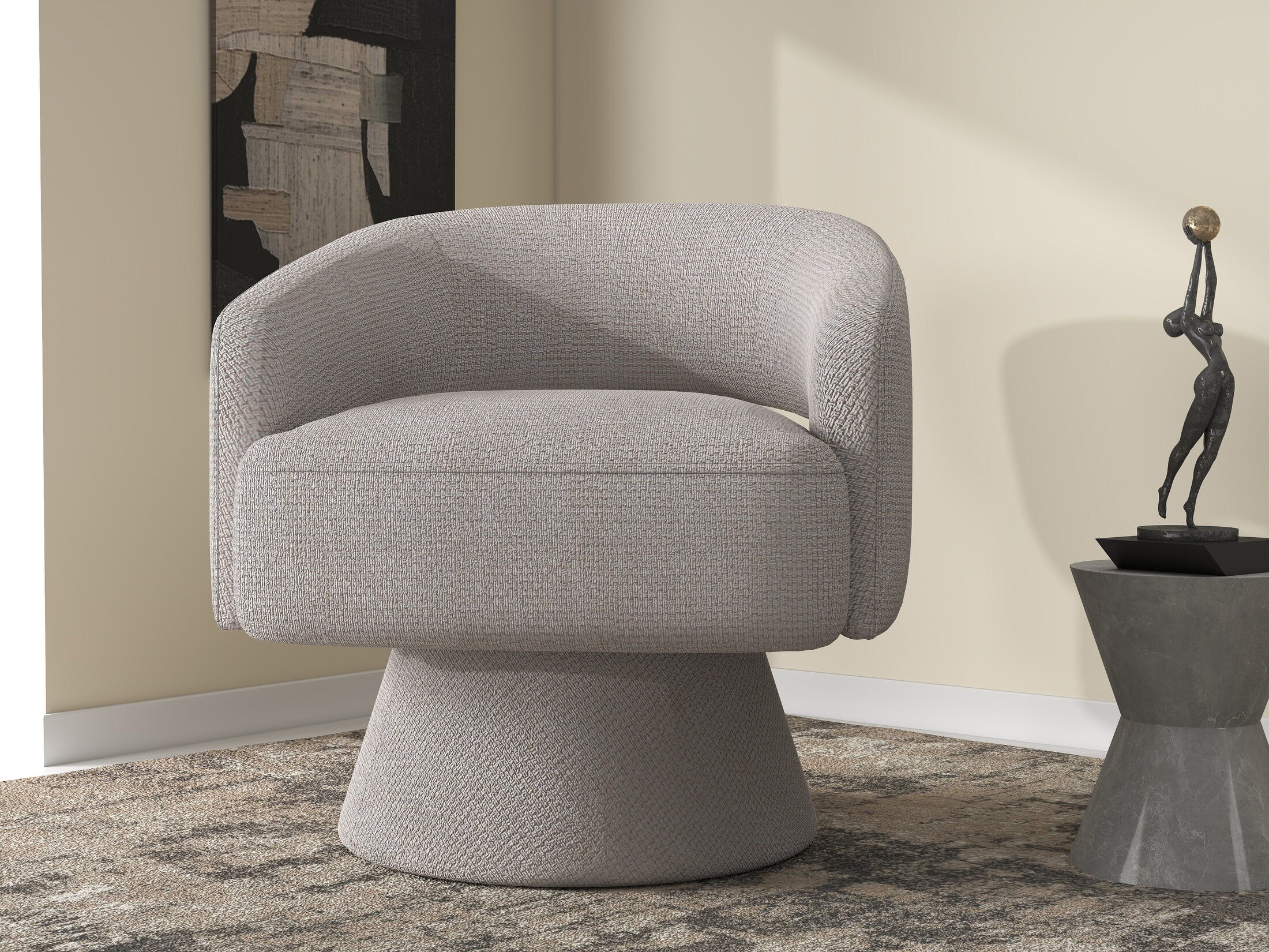 Fotoliu dumonde tapitat Bej modern Solenne 71x68cm