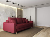 Canapea extensibilă dumonde cu ladă de depozitare si sezut confortabil din spuma HR, Kronos Enjoy Rosu 210x100 cm fabrica