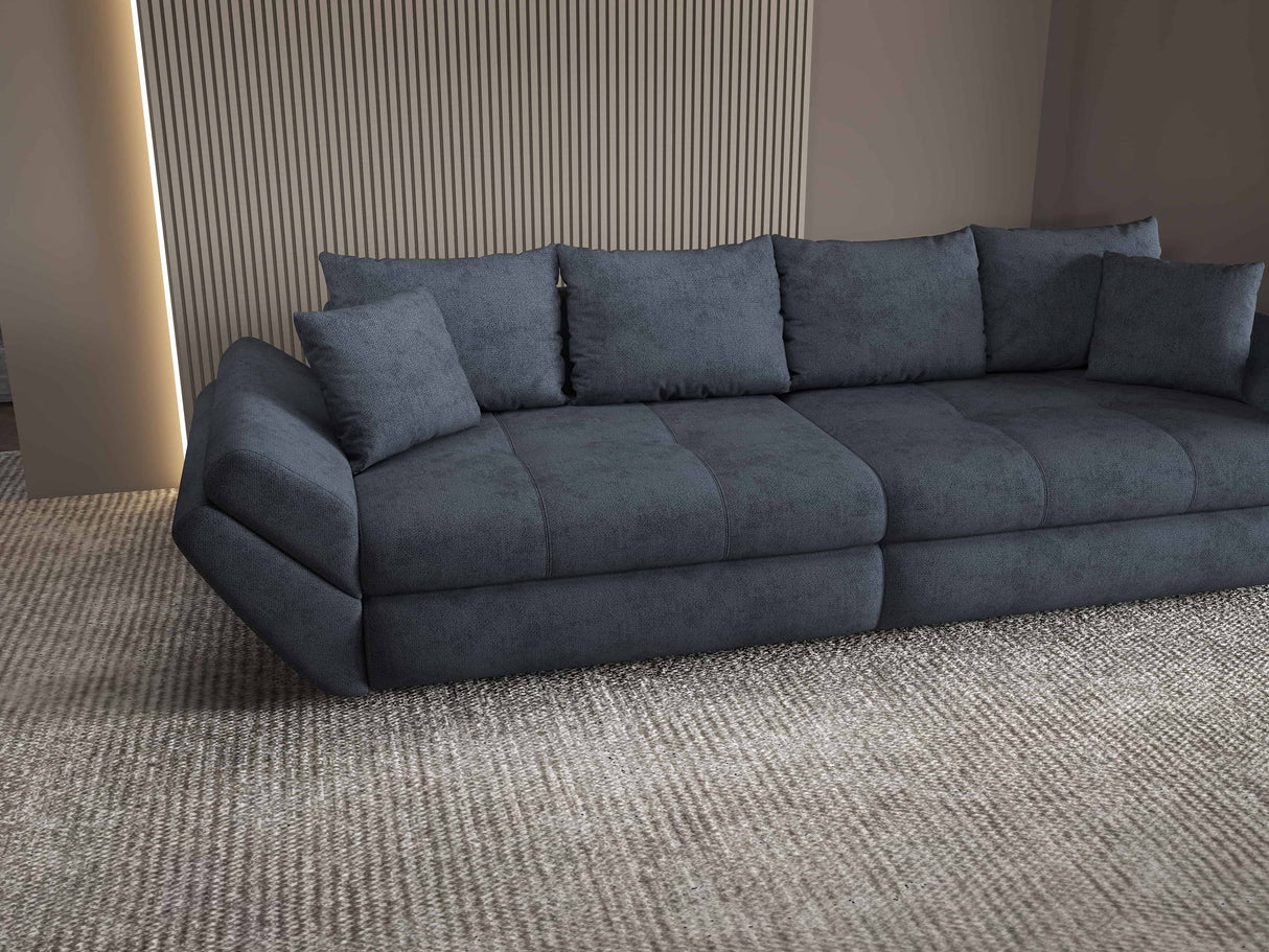 Canapea extensibilă dumonde cu ladă de depozitare si sezut confortabil din spuma HR, Loana Enjoy Antracit 300x100 cm Fabrica