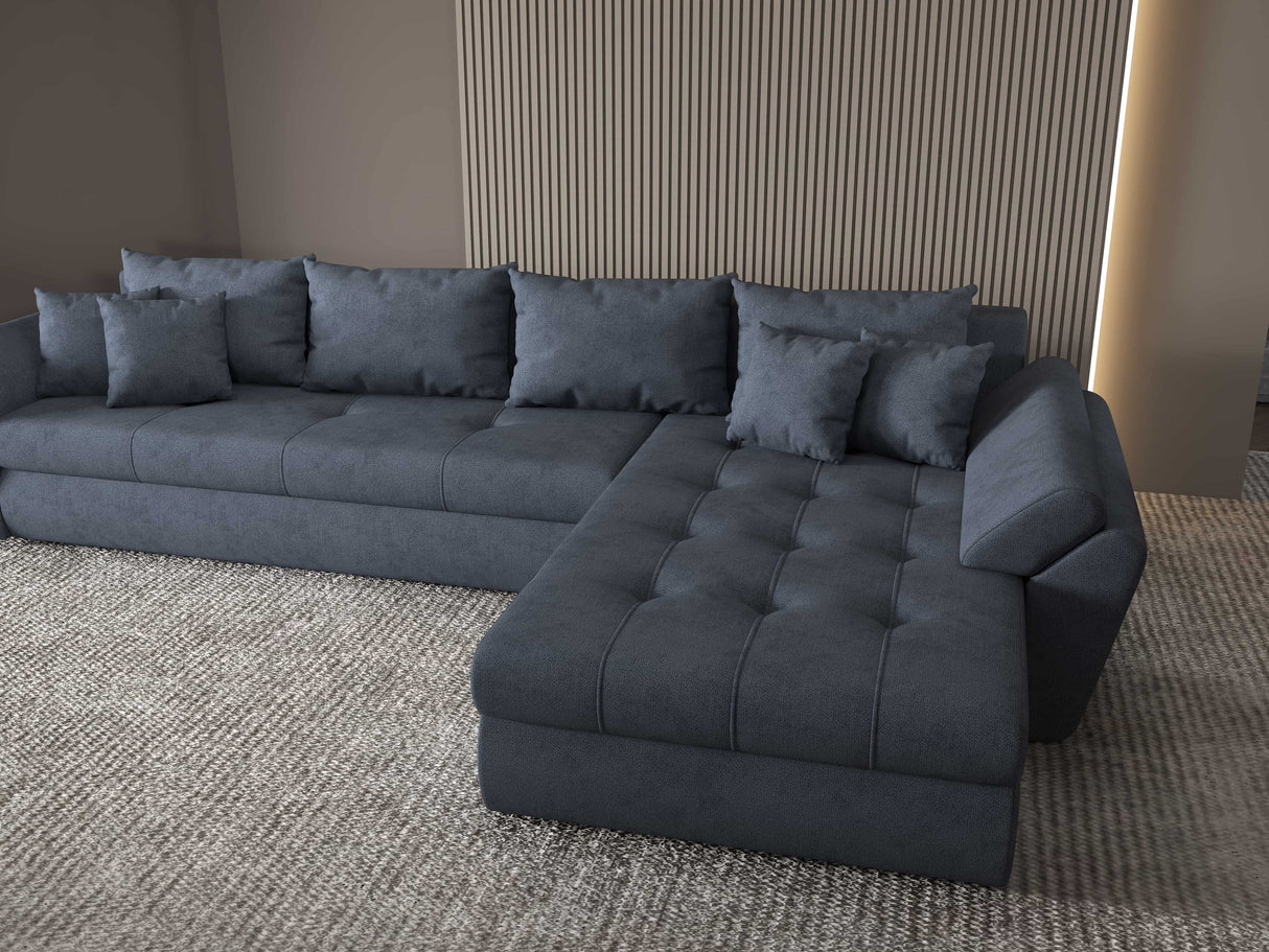 Colțar extensibil dumonde cu ladă de depozitare si sezut confortabil din spuma HR, Loana XL Enjoy Gri Antracit II 335x185 cm Fabrica