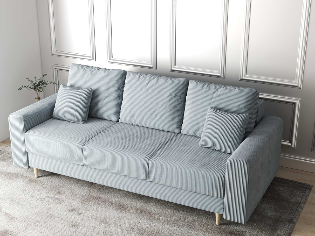 Canapea extensibilă dumonde cu ladă de depozitare si sezut confortabil din spuma HR, Kronos Zoom Gri Mint 210x100 cm fabrica