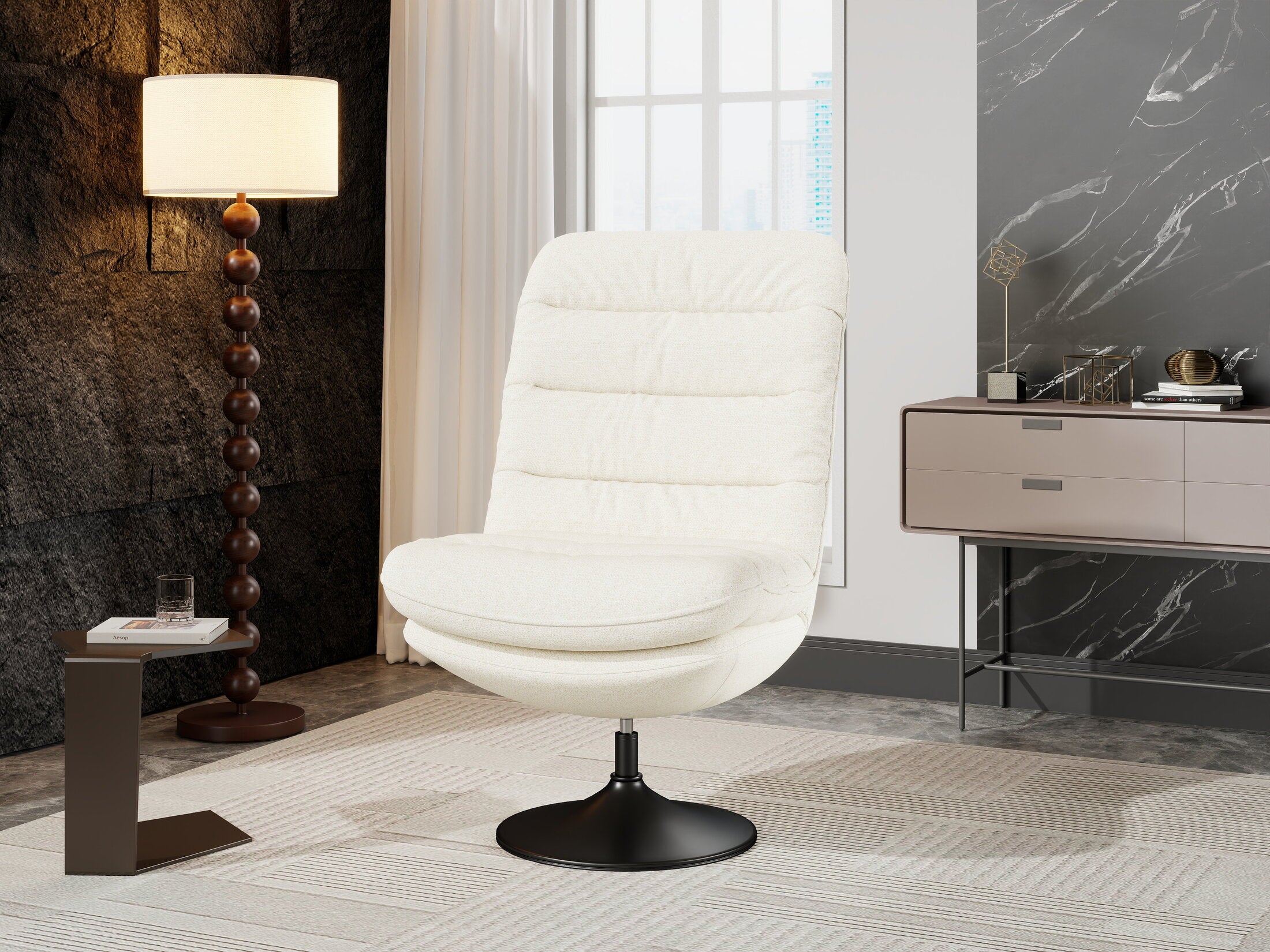 Fotoliu dumonde tapitat Bej modern Cortéz 77x83cm