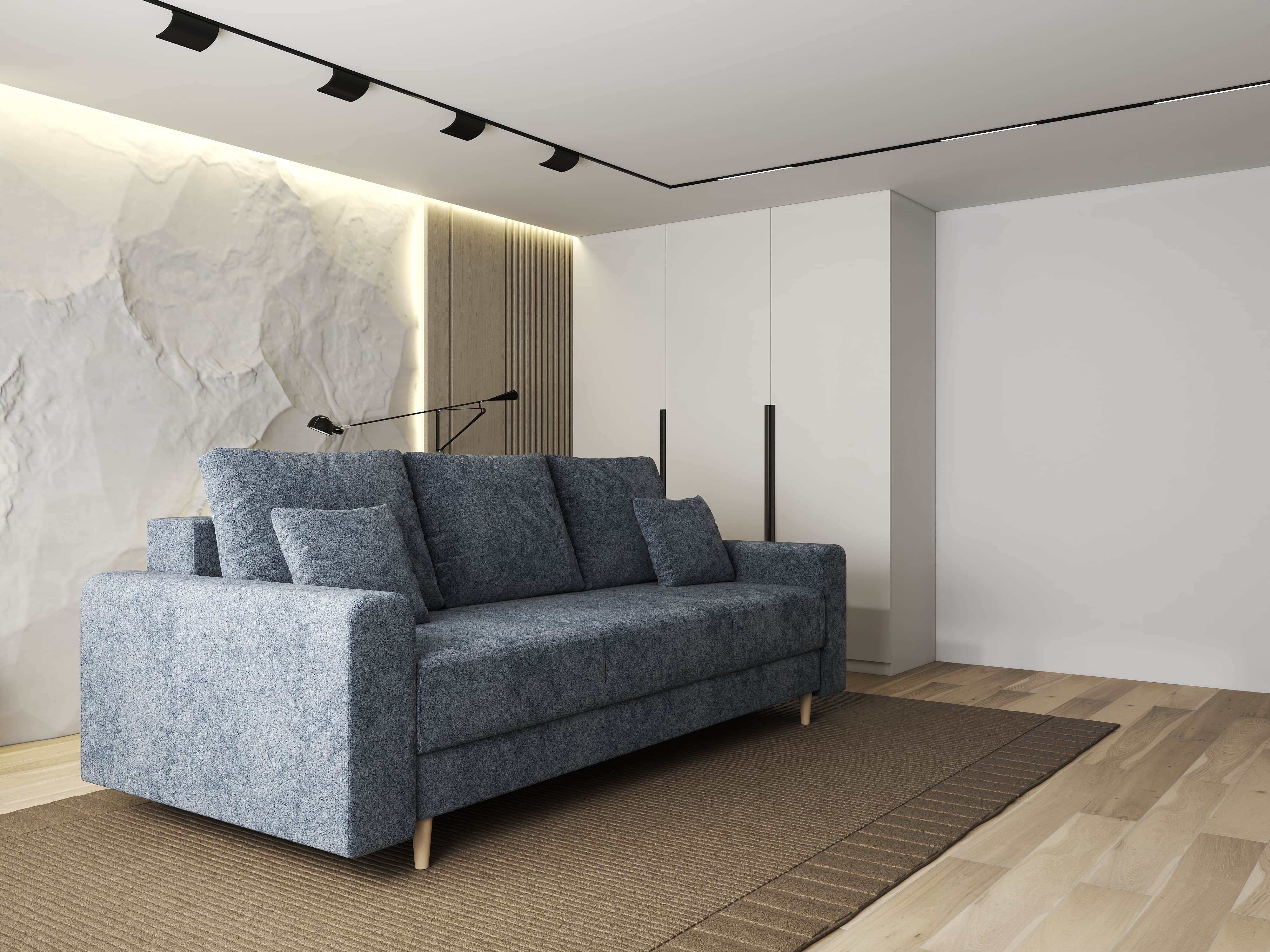 Canapea extensibilă dumonde cu ladă de depozitare si sezut confortabil din spuma HR, Kronos Euphoria Grafit 210x100 cm fabrica