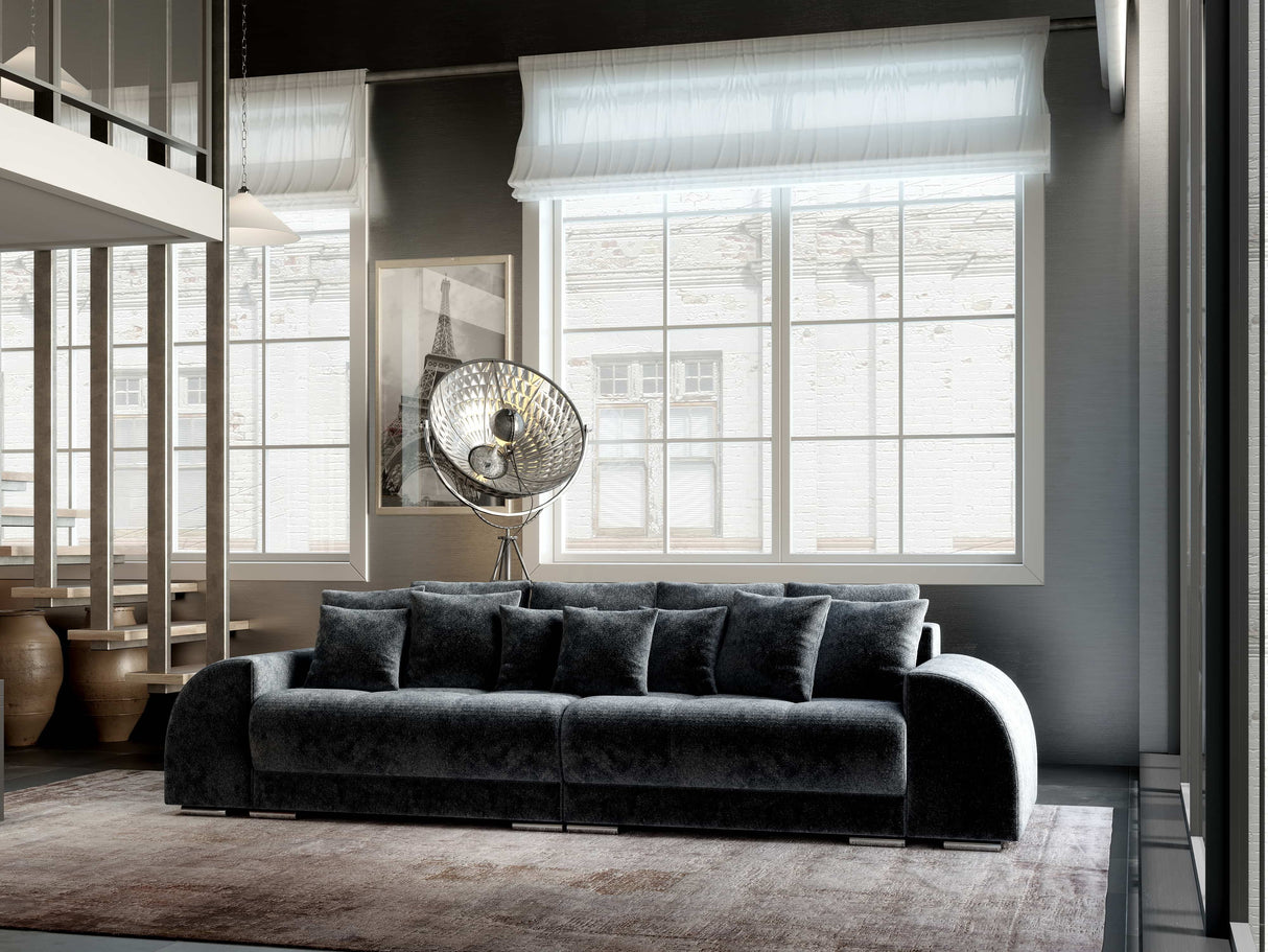 Canapea extensibilă dumonde cu 2 lăzi de depozitare si sezut confortabil din spuma HR, Verona Euphoria Gri Grafit 310x100 cm Fabrica