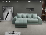 Colțar extensibil dumonde cu ladă de depozitare si sezut confortabil din spuma HR, Verona Enjoy Mint 290x185 cm Fabrica