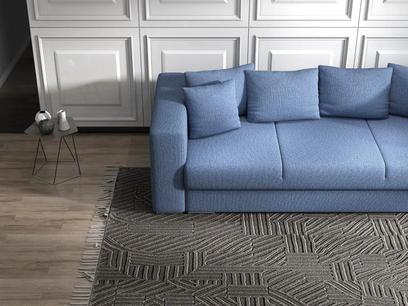 Canapea extensibilă dumonde cu ladă de depozitare si sezut confortabil din spuma HR, Gloria Blue 240x100 cm Fabrica